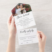 黒いスクリプト招待されました結婚写真 オールインワン招待状 (貼ってはがせる)