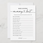 黒いスクリプト 誰がママのことを一番知っている？ ベビーシャワーゲーム 招待状 (正面)