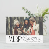 黒いスクリプモダントmerry christmasフォトカード シーズンカード (スタンド正面)