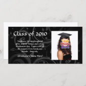 黒いスクロール卒業の発表はまたは感謝していしています サンキューカード (正面/裏面)