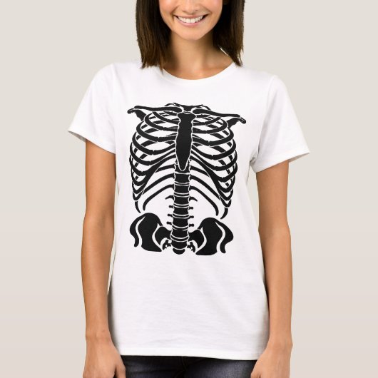 黒いスケルトンの肋骨 Tシャツ (正面)