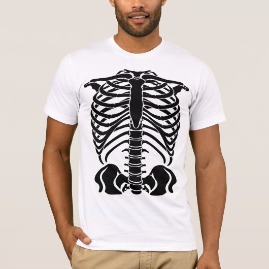 黒いスケルトンの肋骨 Tシャツ (正面)