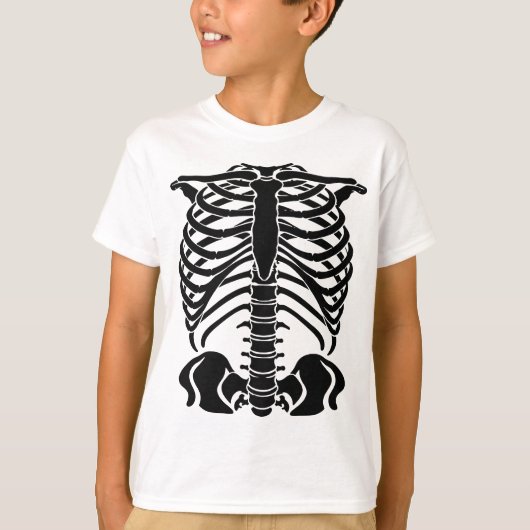 黒いスケルトンの肋骨 Tシャツ (正面)