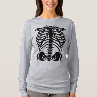 黒いスケルトンの肋骨 Tシャツ