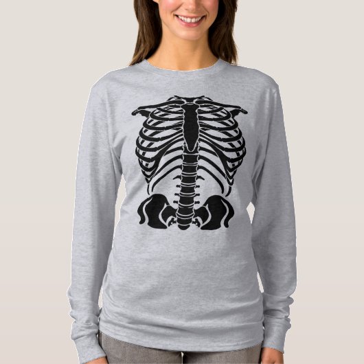 黒いスケルトンの肋骨 Tシャツ (正面)