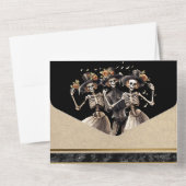 黒いスケルトン新郎新婦ゴシッ結婚クの オールインワン招待状 (裏面)