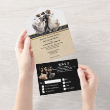 黒いスケルトン新郎新婦ゴシッ結婚クの