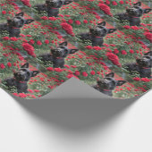 「黒いスコティッシュ・テリアの赤いバラ」 ラッピングペーパー (角)