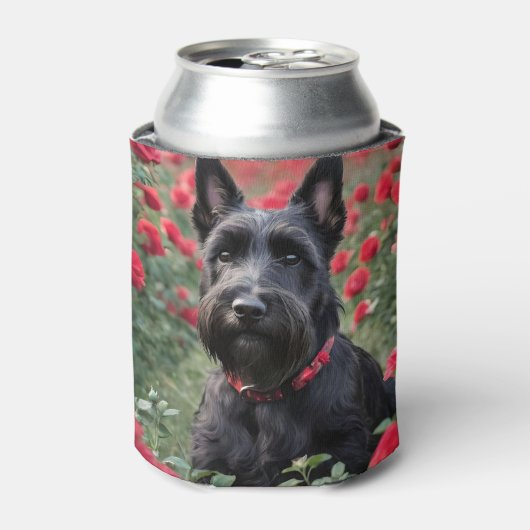 「黒いスコティッシュ・テリアの赤いバラ」 缶クーラー (缶正面)