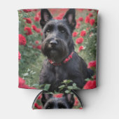 「黒いスコティッシュ・テリアの赤いバラ」 缶クーラー (正面)