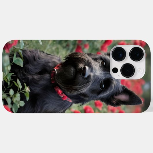 「黒いスコティッシュ・テリアの赤いバラ」 Case-Mate iPhoneケース (裏面 (横))