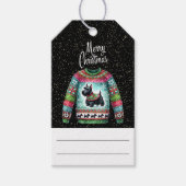 黒いスコティドッグ醜いクリスマスセーター ギフトタグ (正面)
