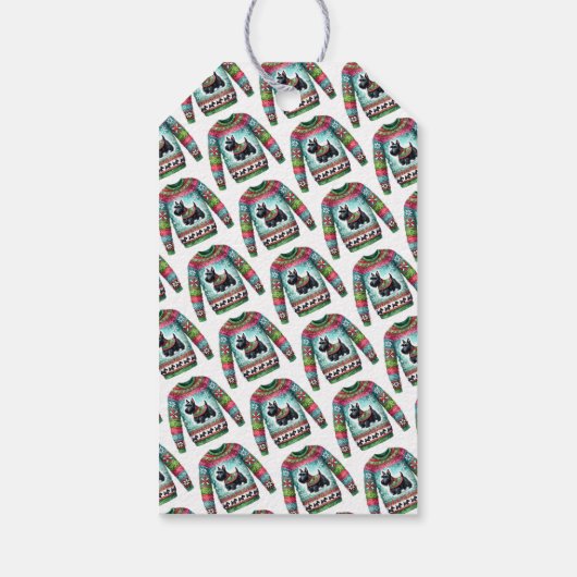 黒いスコティドッグ醜いクリスマスセーター ギフトタグ (裏面)