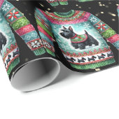 黒いスコティドッグ醜いクリスマスセーター ラッピングペーパー (ロールコーナー)