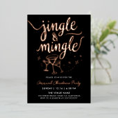 黒いスタイリッシュジャングルとミングルのカクテルスクリプト 箔招待状 (立ち正面)
