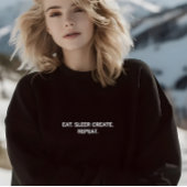 黒いスタイリッシュスリープ食べリピートのスローガンを作成 スウェットシャツ