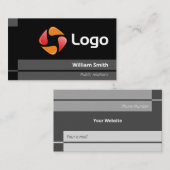 黒いスタイリッシュハイモダンライトのストライプ 名刺 (正面/裏面)