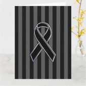 黒いスタイリッシュリボン認識度の垂直ストライプ カード (黄色い花)