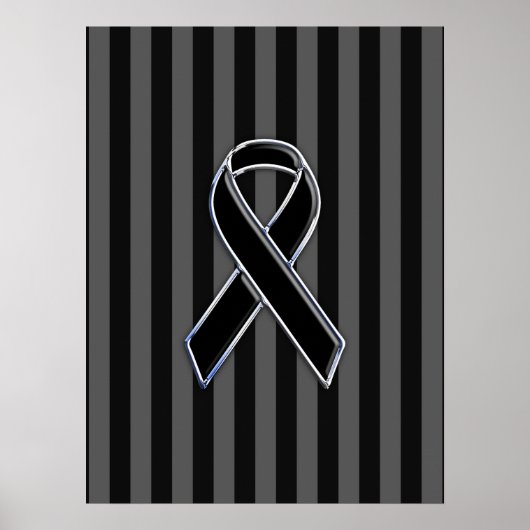 黒いスタイリッシュリボン認識度の垂直ストライプ ポスター (正面)