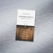 黒いスタイリッシュ微妙な波状 |木材サロンはさみ マグネット名刺 (インサイチュ)