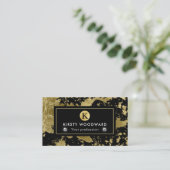 黒いスタイリッシュ背景に金箔フレーク 名刺 (スタンド正面)