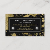 黒いスタイリッシュ背景に金箔フレーク 名刺 (裏面)