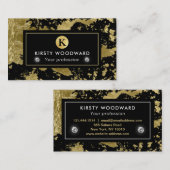 黒いスタイリッシュ背景に金箔フレーク 名刺 (正面/裏面)