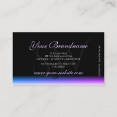 黒いスタイリッシュ青い紫のグラデーション(イニシャル) 名刺 (裏面)