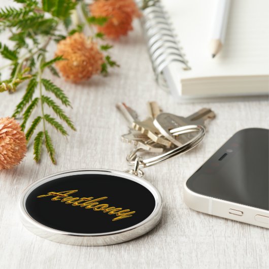 黒いスタイルのアンソニー円形の優れたKeychain キーホルダー (側面)