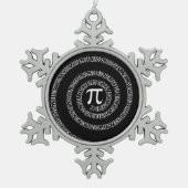 黒いスタイルのPiのための螺線形 スノーフレークピューターオーナメント (正面)