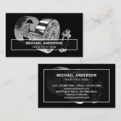 黒いスチモダンール製玉軸受金物店 名刺 (正面/裏面)