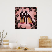 黒いスティレットとレース ポスター (キッチン)