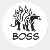 黒いステゴサウルスのスパイク恐竜 ラウンドシール (正面)