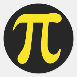 黒いステッカーの黄色いpiの数学記号 ラウンドシール