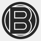 黒いステッカー丸文字B ラウンドシール (正面)