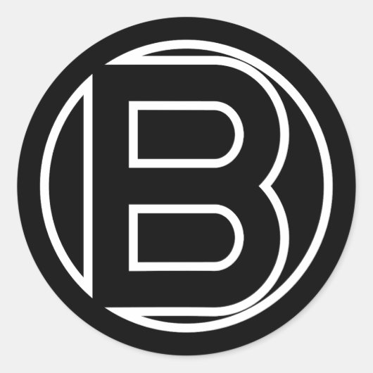 黒いステッカー丸文字B ラウンドシール (正面)