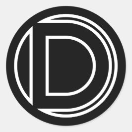 黒いステッカー丸文字D ラウンドシール