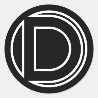 黒いステッカー丸文字D ラウンドシール