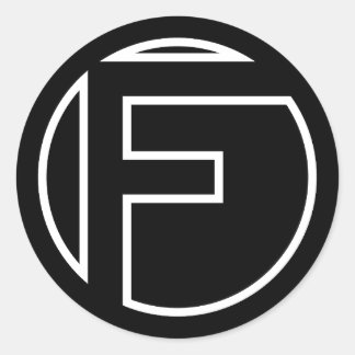 黒いステッカー丸文字F ラウンドシール
