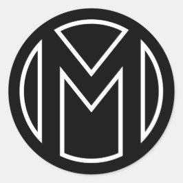 黒いステッカー丸文字M ラウンドシール