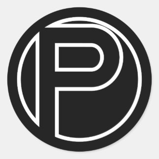 黒いステッカー丸文字P ラウンドシール