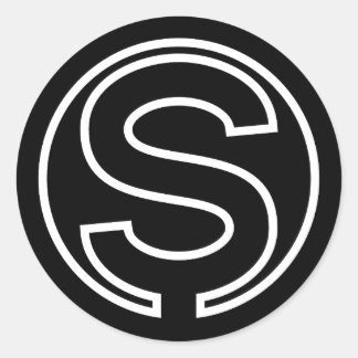 黒いステッカー丸文字S ラウンドシール
