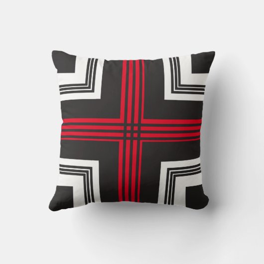 黒いストライプのジオメトリックコーナー – カスタム クッション (裏面)