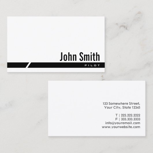 黒いストライプのパイロットまたは飛行士の名刺 名刺 (正面/裏面)