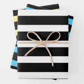 黒いストライプパターンカスタム背景 ラッピングペーパーシート (インサイチュ)