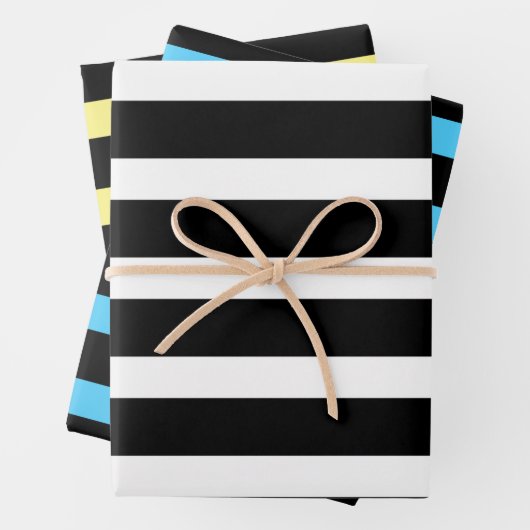 黒いストライプパターンカスタム背景 ラッピングペーパーシート (インサイチュ)