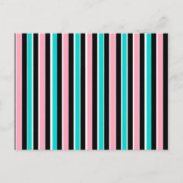 黒いストライプピンクと青の ポストカード