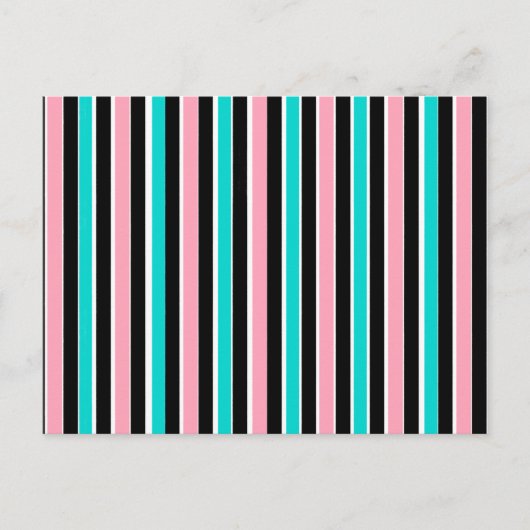 黒いストライプピンクと青の ポストカード (正面)