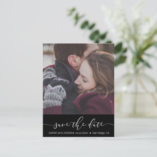 黒いストライプ写真を保存 ポストカード (スタンド正面)