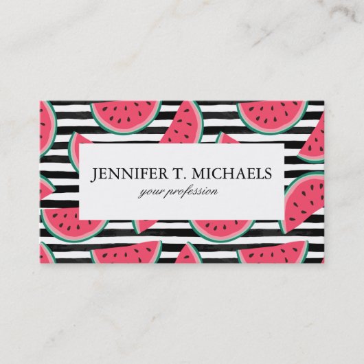 黒いストライプ及び白いパターンの甘いスイカ 名刺 (正面)